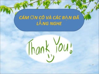 CÁM N CÔ VÀ CÁC B N ĐÃƠ Ạ
L NG NGHEẮ
44
 