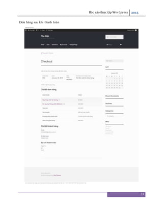 Báo cáo thực tập Wordpress 2015
33
Đơn hàng sau khi thanh toán
 