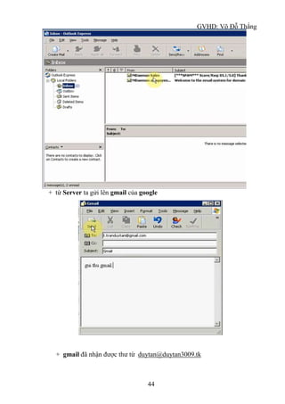 GVHD: Võ Đỗ Thắng
44
+ từ Server ta gửi lên gmail của google
+ gmail đã nhận được thư từ duytan@duytan3009.tk
 