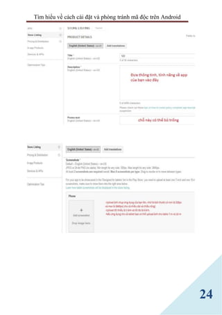 Tìm hiểu về cách cài đặt và phòng tránh mã độc trên Android
24
 