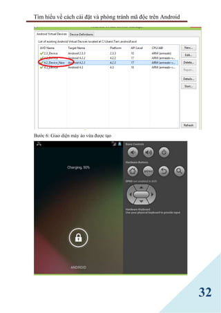 Tìm hiểu về cách cài đặt và phòng tránh mã độc trên Android
32
Bước 6: Giao diện máy ảo vừa được tạo
 