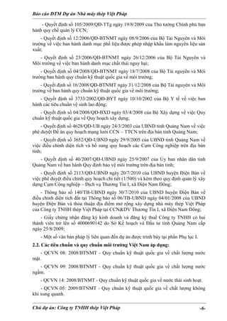 Báo cáo ĐTM Dự án Nhà máy thép Việt Pháp
Chủ dự án: Công ty TNHH thép Việt Pháp -6-
- Quyết định số 105/2009/QĐ-TTg ngày 1...