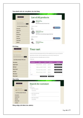 Page 60 of 77
Xem danh sách các sản phảm của cửa hàng
Giỏ hàng
Tìm kiếm
Đăng nhập (chỉ dành cho admin)
 