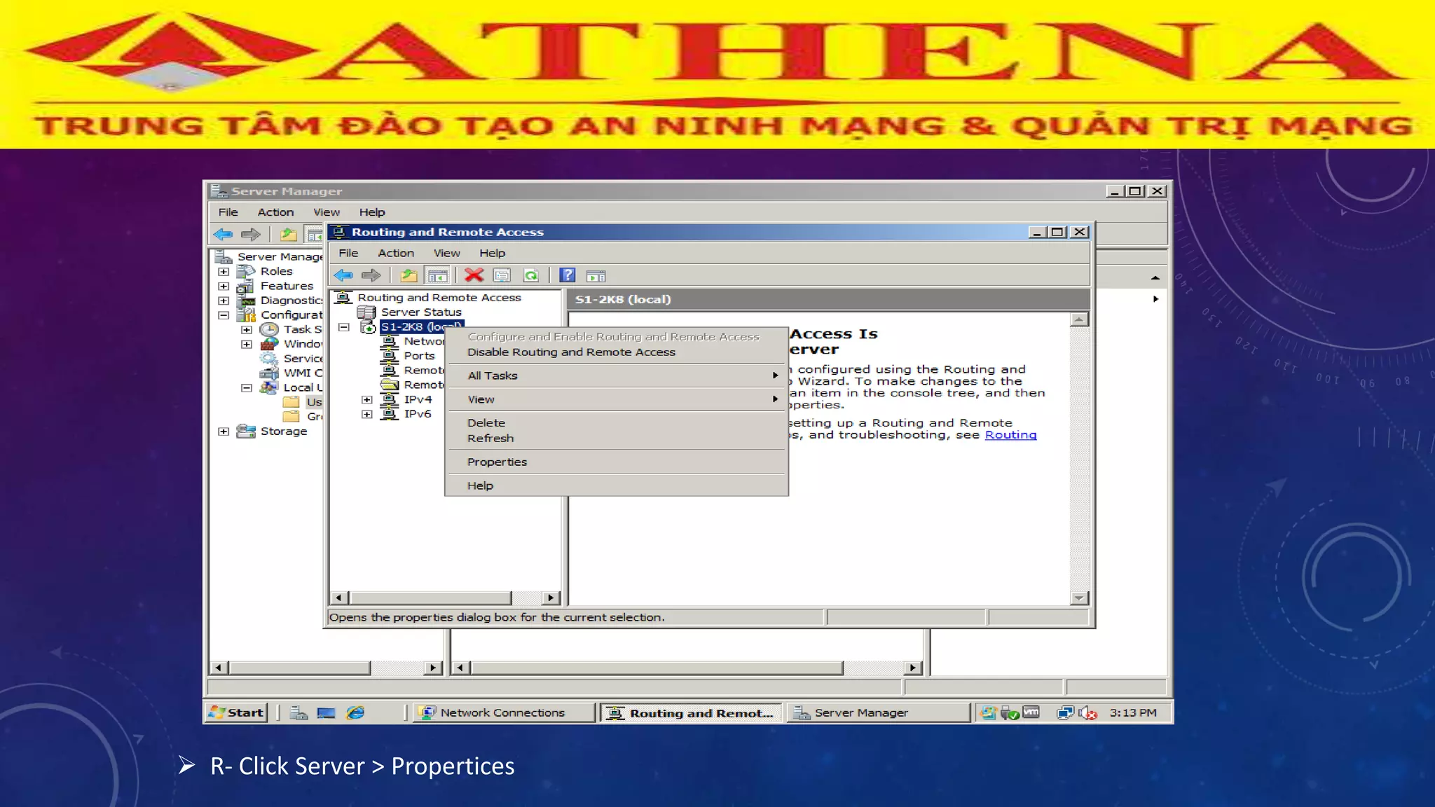  R- Click Server > Propertices
 