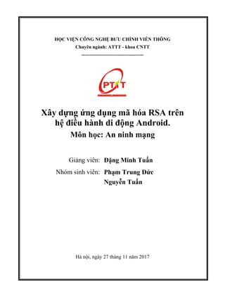 Báo cáo tốt nghiệp Android RSA mã hóa | PDF
