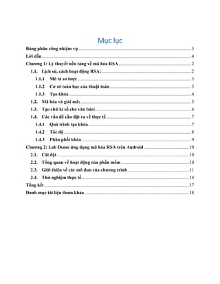 Báo cáo tốt nghiệp Android RSA mã hóa | PDF