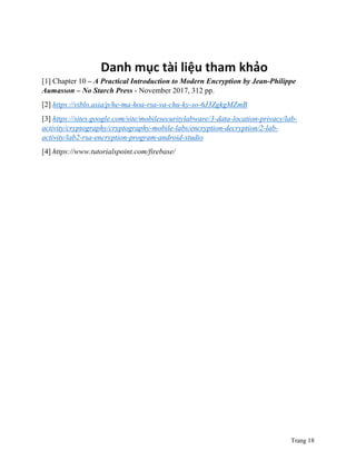 Báo cáo tốt nghiệp Android RSA mã hóa | PDF