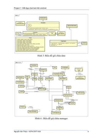 Project 1: Viết App chat text trên android
Nguyễn Văn Thiệu – KSTN-CNTT-K58 6
Hình 3: Biểu đồ gói chứa data
Hình 4 : Biểu đồ gói chứa manager
 
