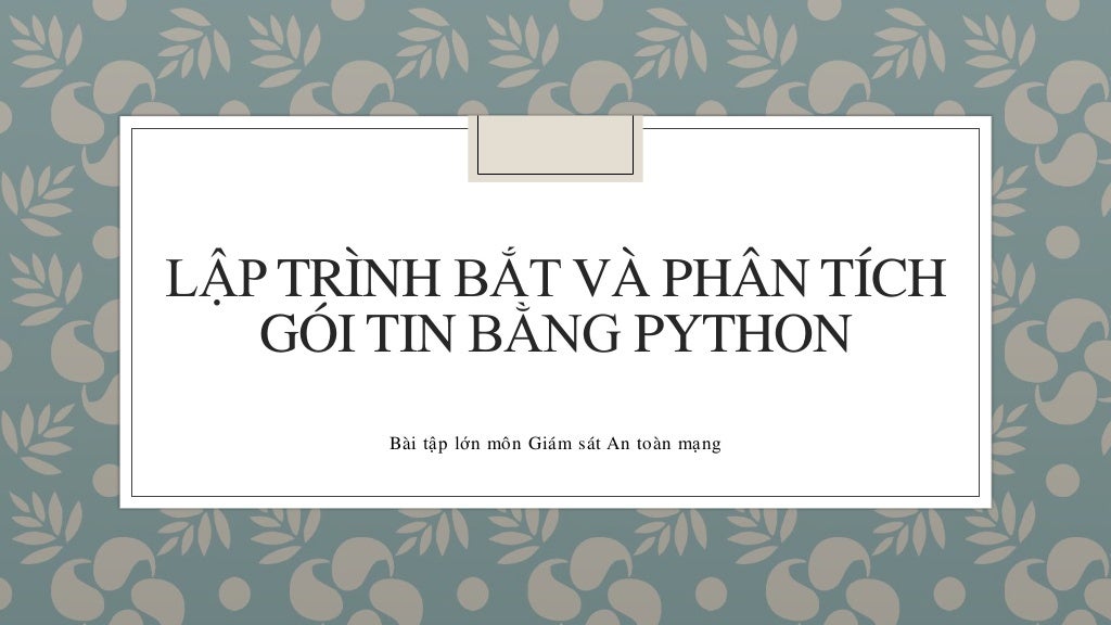 Slide về việc bắt gói tin trên Python2.7