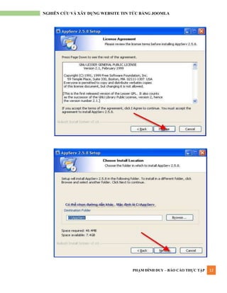 PHẠM ĐÌNH DUY – BÁO CÁO THỰC TẬP 12
NGHIÊN CỨU VÀ XÂY DỰNG WEBSITE TIN TỨC BẰNG JOOMLA
 