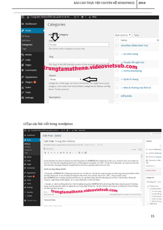 15
BÁO CÁO TH C T P CHUYÊN Đ WORDPRESSỰ Ậ Ề 2014
c)Tạo các bài viết trong wordpress
 