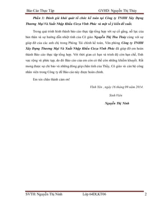 Bao cao thuc tap tong hop cong ty cieza vinh phuc | DOCX