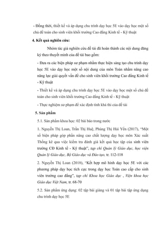 VẬN DỤNG MÔ HÌNH 5E TRONG DẠY HỌC MÔN KHOA HỌC TỰ NHIÊN NHẰM PHÁT TRIỂN  NĂNG LỰC TÌM HIỂU TỰ NHIÊN CHO HỌC SINH Ở TRƯỜNG TRUNG HỌC CƠ SỞ 