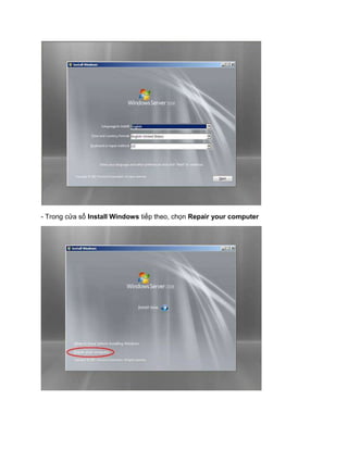 - Trong cửa sổ Install Windows tiếp theo, chọn Repair your computer
 