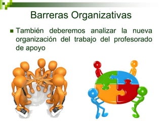 Barreras Organizativas
   También deberemos analizar la nueva
    organización del trabajo del profesorado
    de apoyo
 