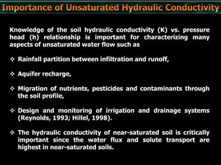 Unsaturated hydraulic conductivity of soil | PPTX