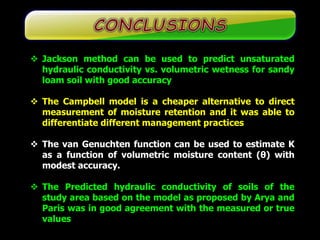 Unsaturated hydraulic conductivity of soil | PPTX