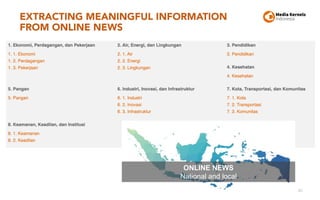 EXTRACTING MEANINGFUL INFORMATION
FROM ONLINE NEWS
61
ONLINE NEWS
National and local
 