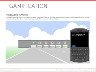 GAMIFICATION
31Information visualization by Ana FigueirasGauging Your Distraction
 