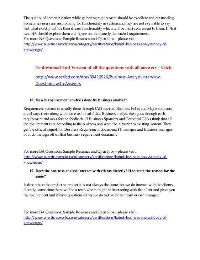 business analyst interview questions
