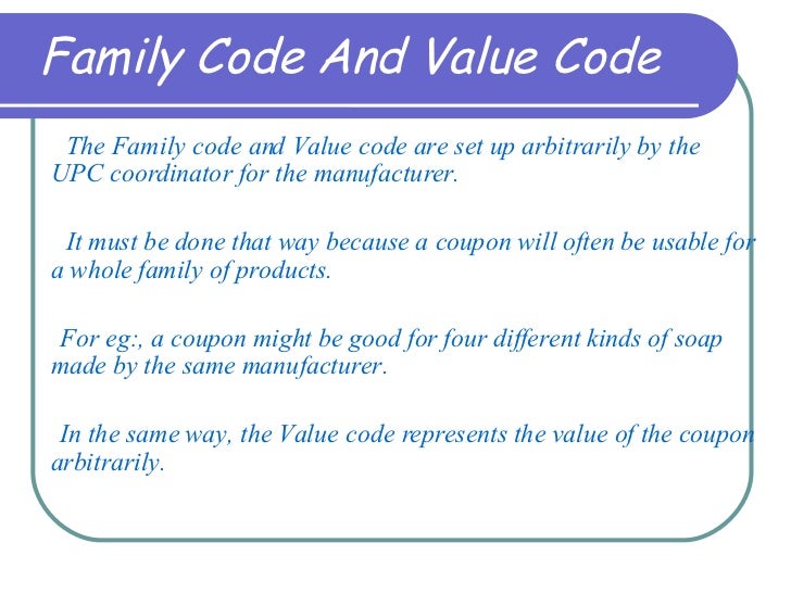 Upc coupon value code table
