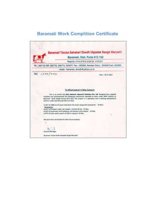 Baramati Work Complition Certificate
 
