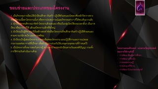 ขอบข่ายและประเภทของโครงงาน
1. เป็นกิจกรรมการเรียนให้นักเรียนศึกษา ค้นคว้า ปฏิบัติดัวยตนเองโดยอาศัยหลักวิชาการทาง
ทฤษฎีตามเนื้อหาโครงงานนั้นๆ หรือจากประสบการณ์และกิจกรรมต่าง ๆ ที่ได้พบเห็นมากแล้ว
2. นักเรียนทุกคนพิจารณาจัดทาโครงงานด้วยตนเอง หรือเป็นกลุ่มโดยใช้ระยะเวลาสั้นๆ เป็นภาค
เรียน หรือมากว่าก็ได้ แล้วแต่โครงงานเล็กหรือใหญ่
3. นักเรียนเป็นผู้พิจารณาริเริ่มสร้างสรรค์ คัดเลือกโครงงานที่จะศึกษาค้นคว้าปฏิบัติด้วยตนเอง
ตามความถนัด สนใจ และความพร้อม
4. นักเรียนเป็นผู้เสนอโครงงาน รายละเอียดของโครงงาน แผนปฏิบัติงานและการแปลผล
รายงานผลต่ออาจารย์ที่ปรึกษา เพื่อดาเนินงานร่วมกันให้บรรลุตามจุดหมายที่กาหนดไว้
5. เป็นโครงงานที่เหมาะสมกับความรู้ ความสามารถของนักเรียนตามวัยและสติปัญญา รวมทั้ง
การใช้จ่ายเงินดาเนินงานด้วย
โครงงานคอมพิวเตอร์ แบ่งตามวัตถุประสงค์
ของการใช้งานดังนี้
- การพัฒนาสื่อเพื่อการศึกษา
- การพัฒนาเครื่องมือ
- การทดลองทฤษฎี
- การประยุกต์ใช้งาน
- การพัฒนาโปรแกรมประยุกต์
 