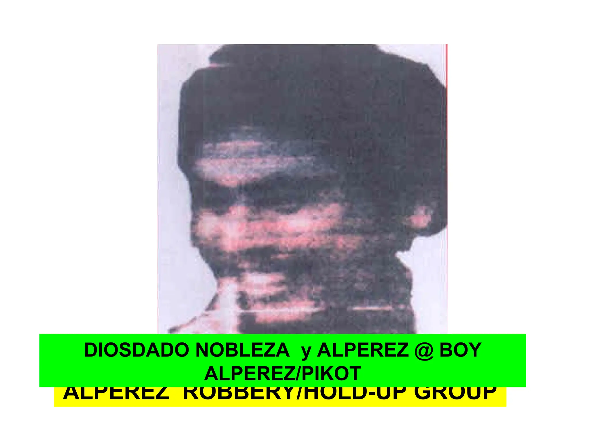 ALPEREZ ROBBERY/HOLD-UP GROUP
DIOSDADO NOBLEZA y ALPEREZ @ BOY
ALPEREZ/PIKOT
 