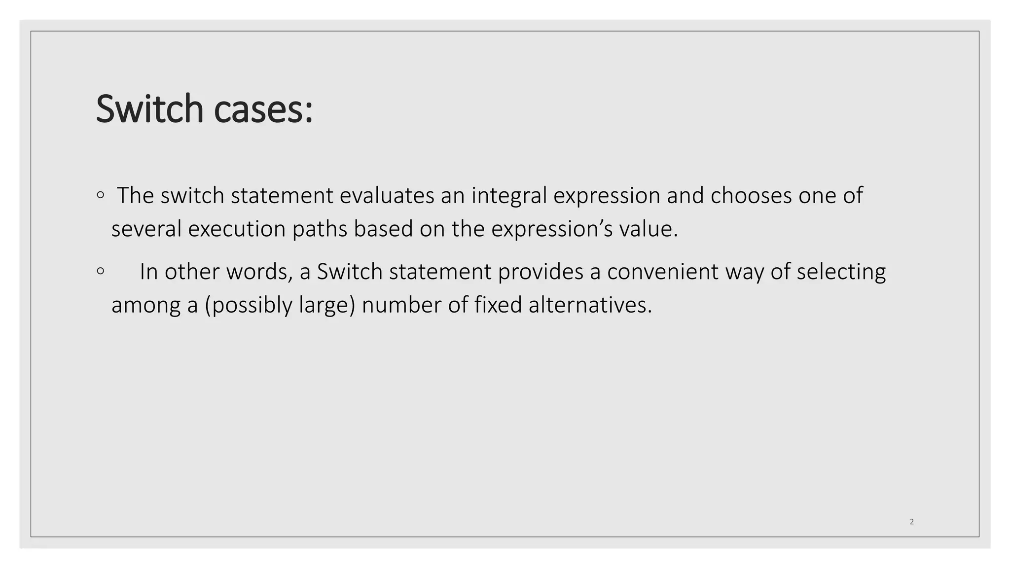 Switch case in C++ | PPT image.