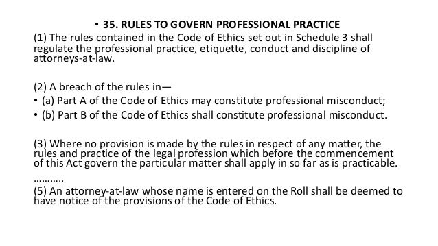 legal profession practice and etiquette rules