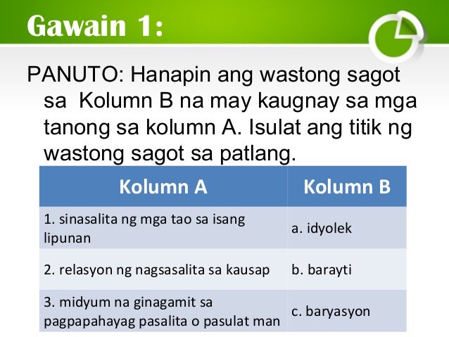 TUNGO SA MABISANG KOMUNIKASYON  Barayti at Register ng Wika