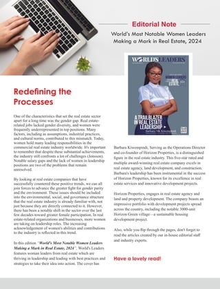World’s Most Notable Women Leaders Making a Mark in Real Estate, 2024 | PDF