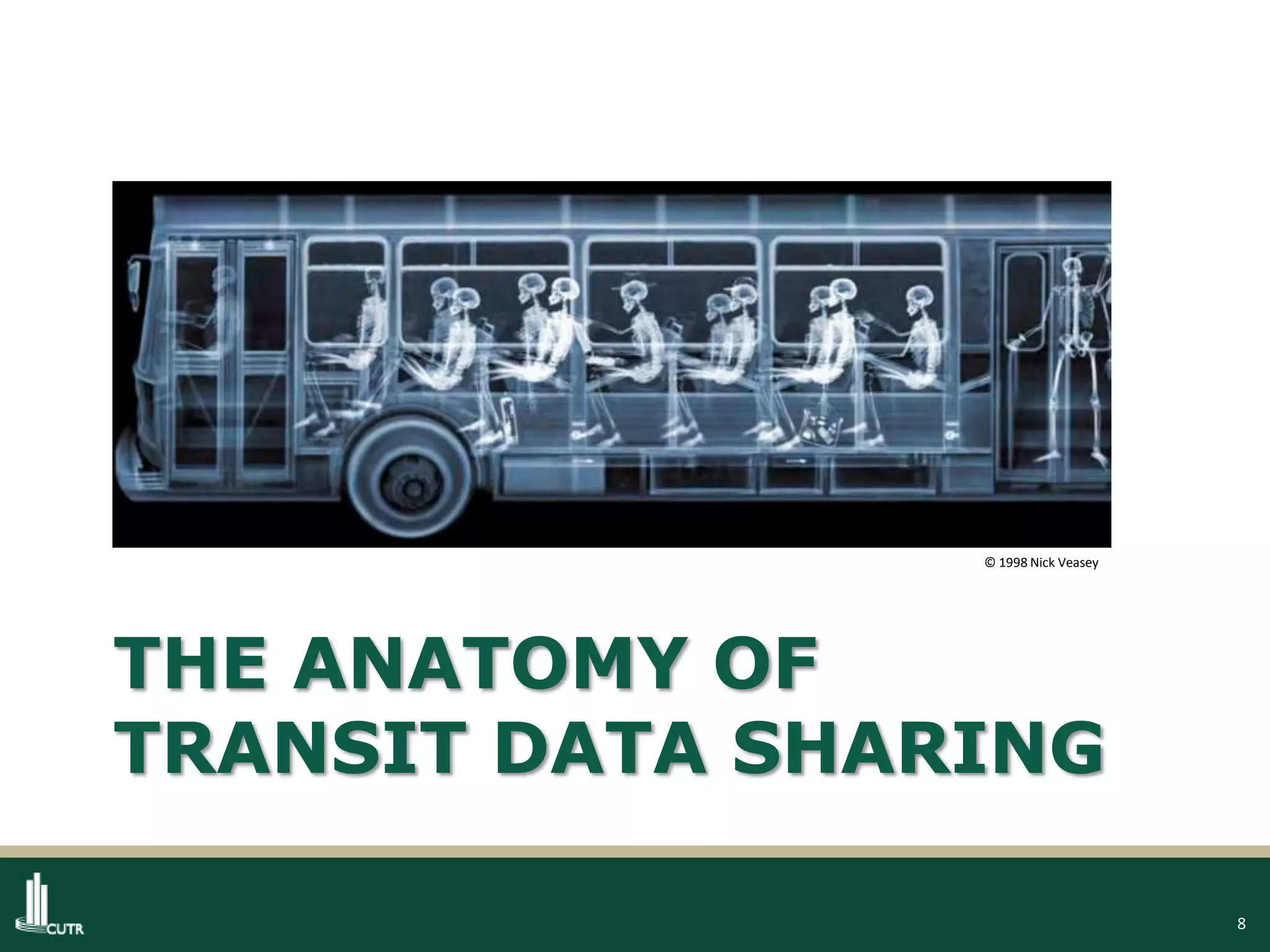 8
THE ANATOMY OF
TRANSIT DATA SHARING
© 1998 Nick Veasey
 