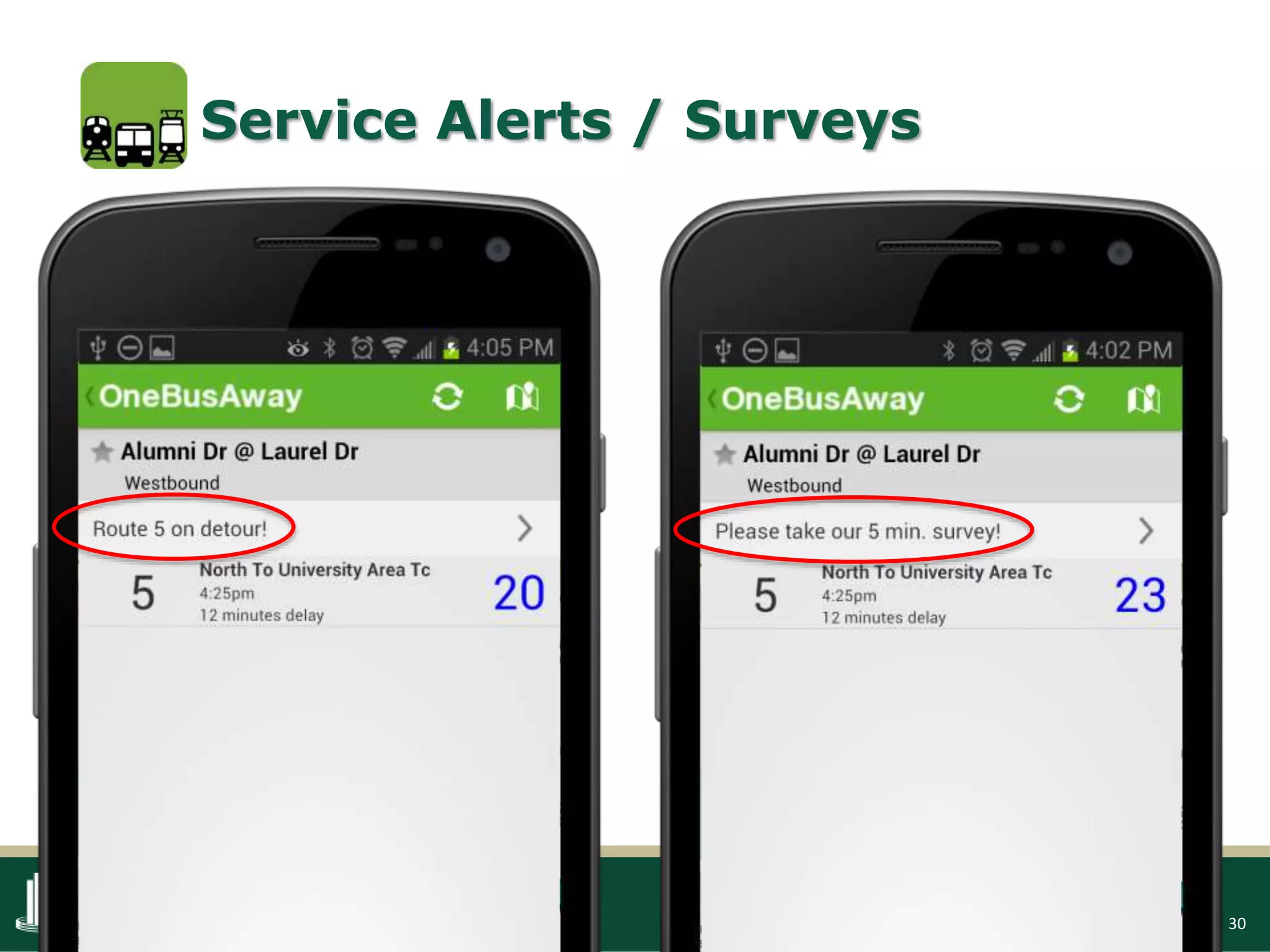 30
Service Alerts / Surveys
 