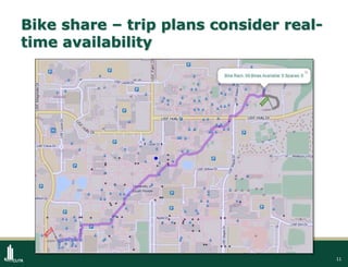 11
Bike share – trip plans consider real-
time availability
 