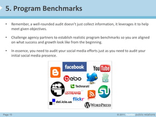 5. Program Benchmarks <ul><li>Remember, a well-rounded audit doesn’t just collect information, it leverages it to help mee...