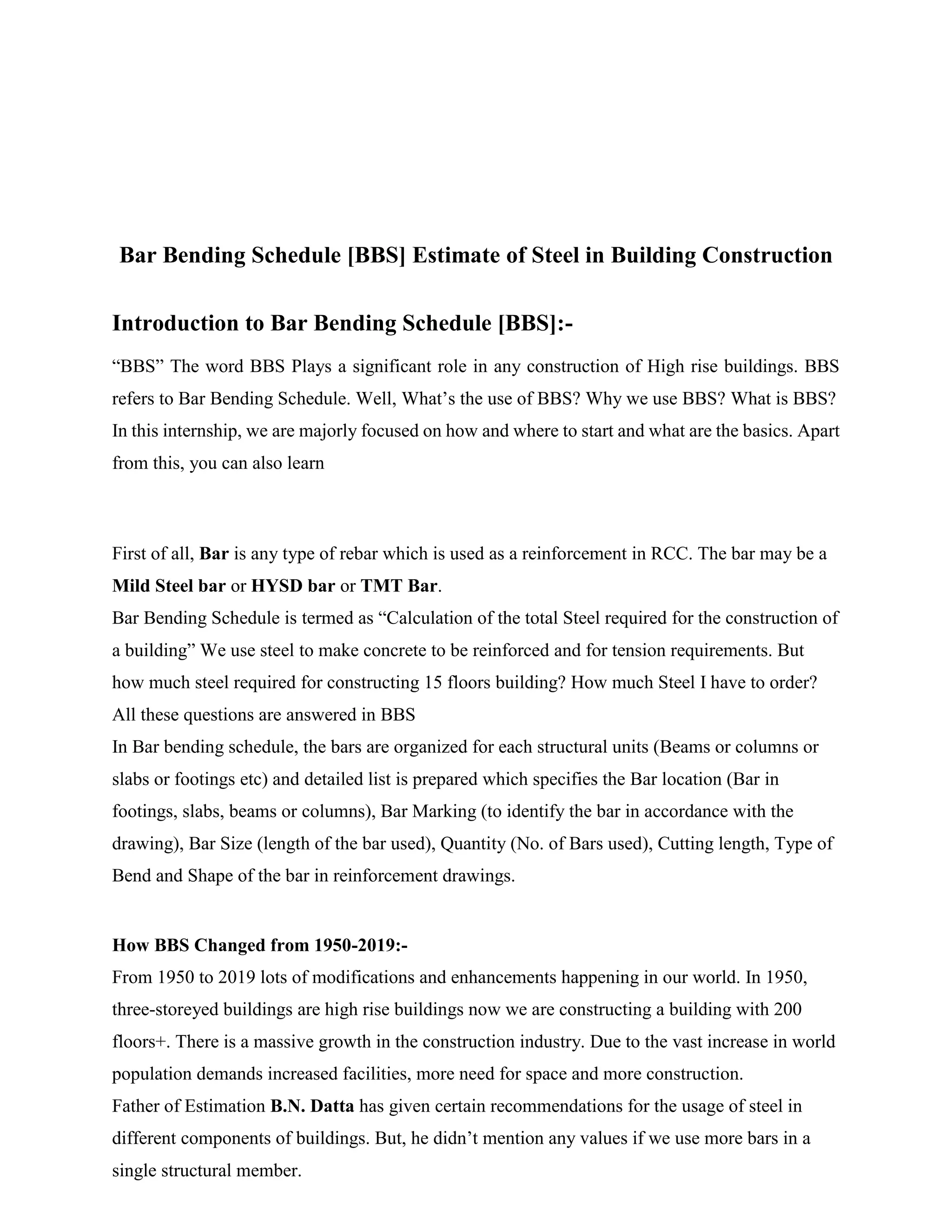 Bar bending schedule (2) | PDF