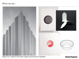 What we do...
Image of our ʻresearch wallʼ where images are pinned up for inspiration
 