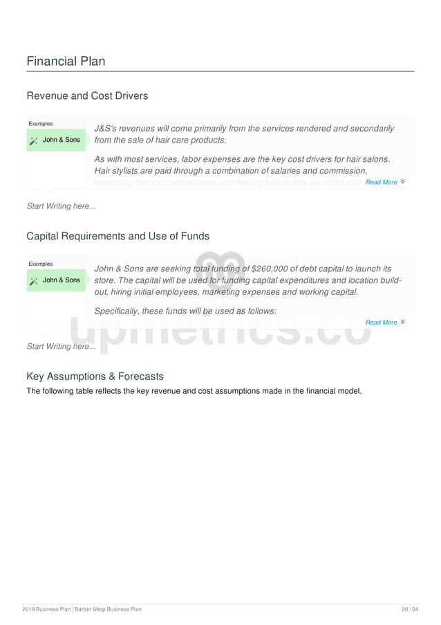 Barber shop business plan example PDF