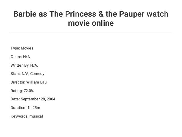 barbie the princess and the pauper watch online