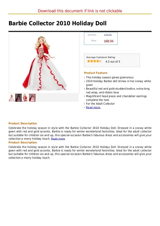 barbie 2010 holiday doll
