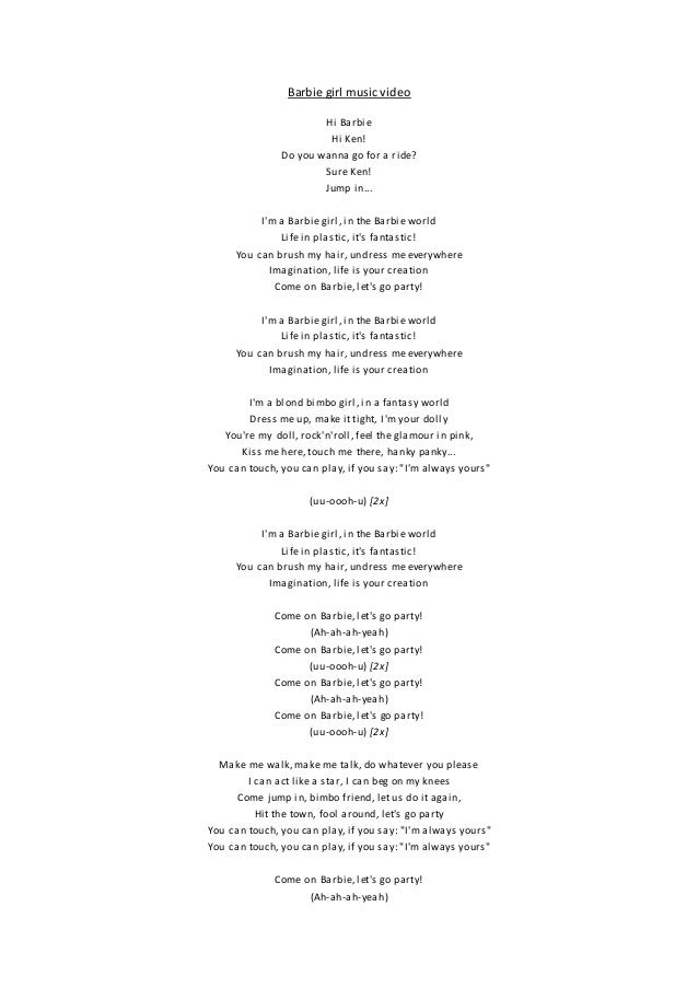 Barbie Girl Music Video Plan