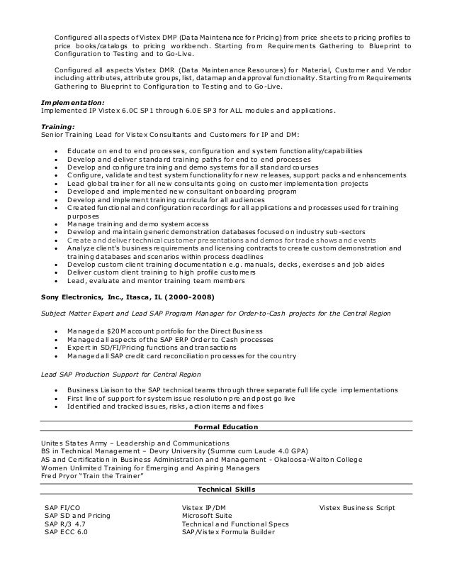 Vistex resume