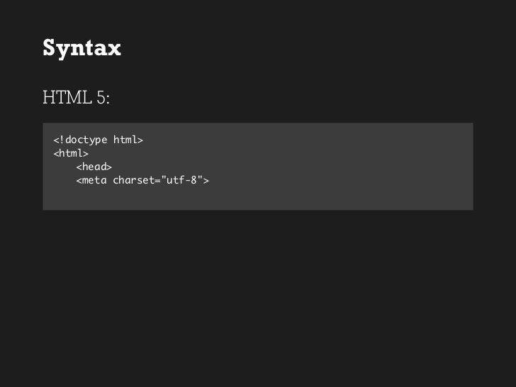Syntax HTML 5: