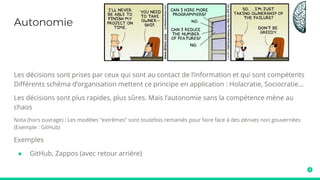 Algorithmes et data
Les décisions prises sont souvent sous optimales car liées aux croyances des managers et non
aux faits objectifs
● Exemple typique : la fréquentation de sites touristiques en fonction de la météo
Le traitement des données (mesures ou données connues) permet de découvrir des vérités
non imaginables qui accélèrent le business
● Data science : Machine learning, semantic processing, deep learning
Le traitement 100 % automatisé permet aussi de processer les nouveaux clients à coût
marginal (la croissance ne nécessite plus d’investissement)
Exemples
● Moteurs de recommandation, Chatbots et interfaces conversationnelles, data science...
 
