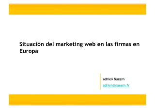 Situación del marketing web en las firmas en
Europa



                              Adrien Naeem
                              adrien@naeem.fr
 