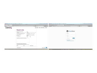 Other sites
•   Learn about design

    •   http://uxmag.com/

    •   http://www.smashingmagazine.com/

    •   http://www.danlockton.com/dwi/Main_Page

•   Testing
 