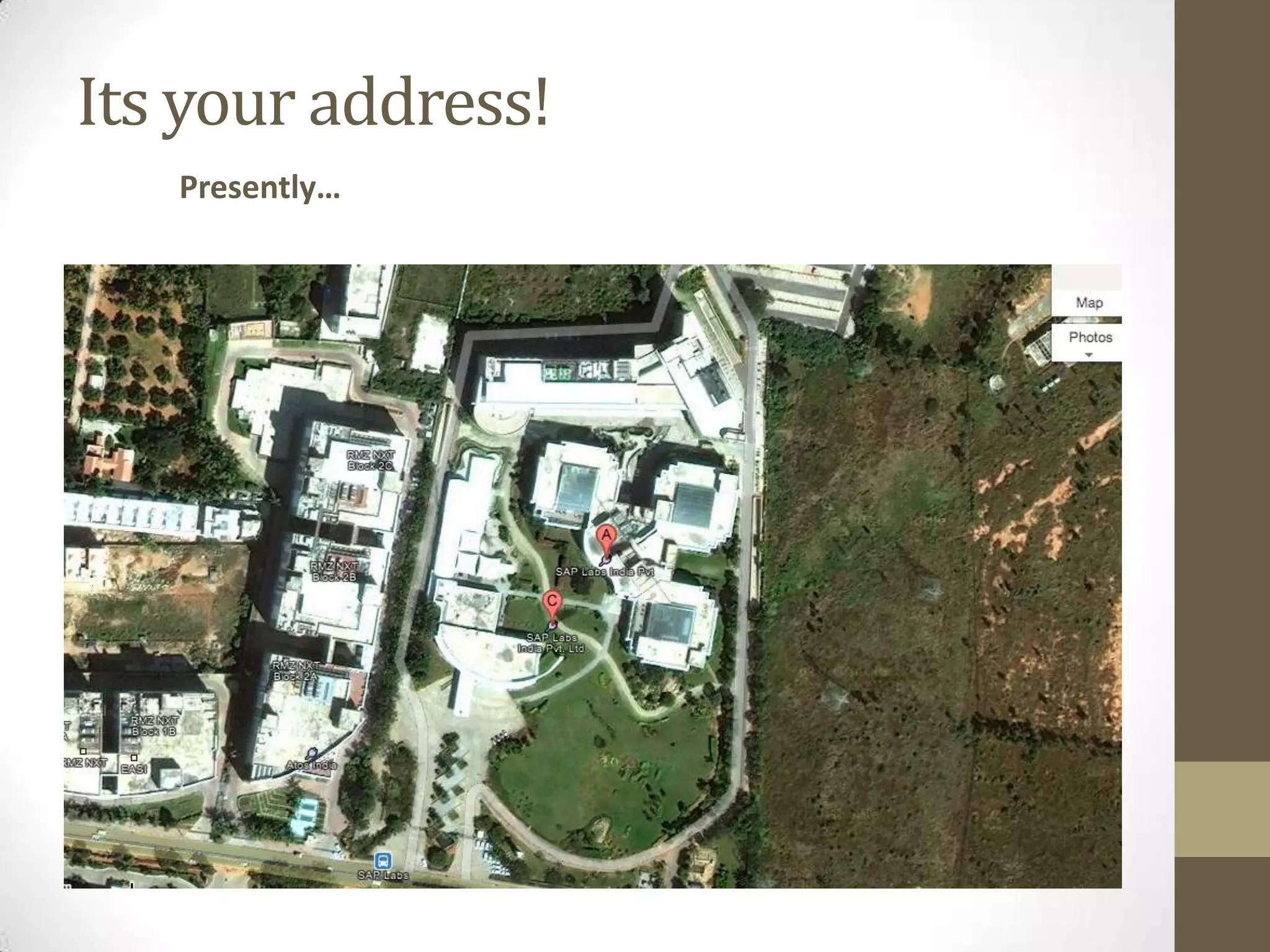 Its your address!
   Presently…
 