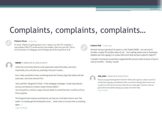 Complaints, complaints, complaints…
 