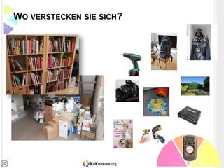 DRITTE WELLE DES INTERNETS

1. Welle
     Amazon, Google, eBay, eigene Homepages


2. Welle
     MySpace, Facebook, Twitter

     Technologie erschafft Vertrauen zwischen Fremden



3. Welle  Zusammenführung mit der realen Welt



                        KoKonsum.org
 